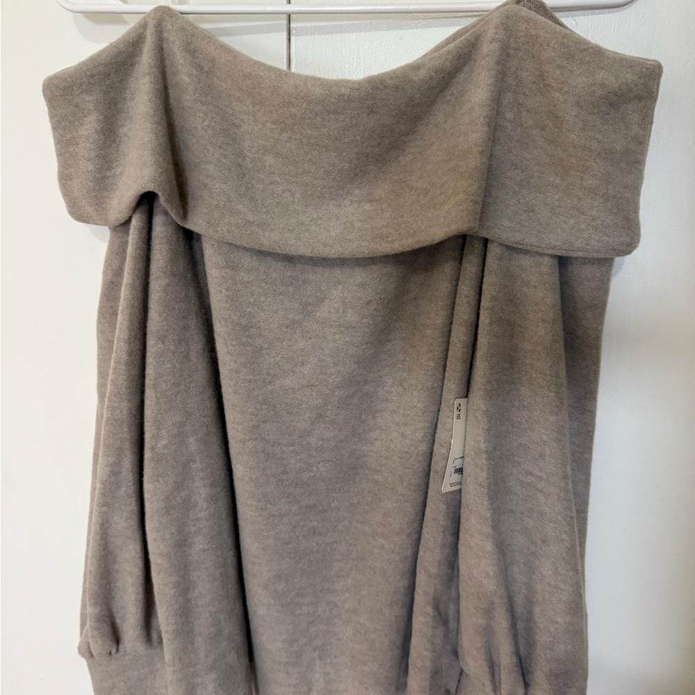 Off-Shoulder Taupe Women's Sweater